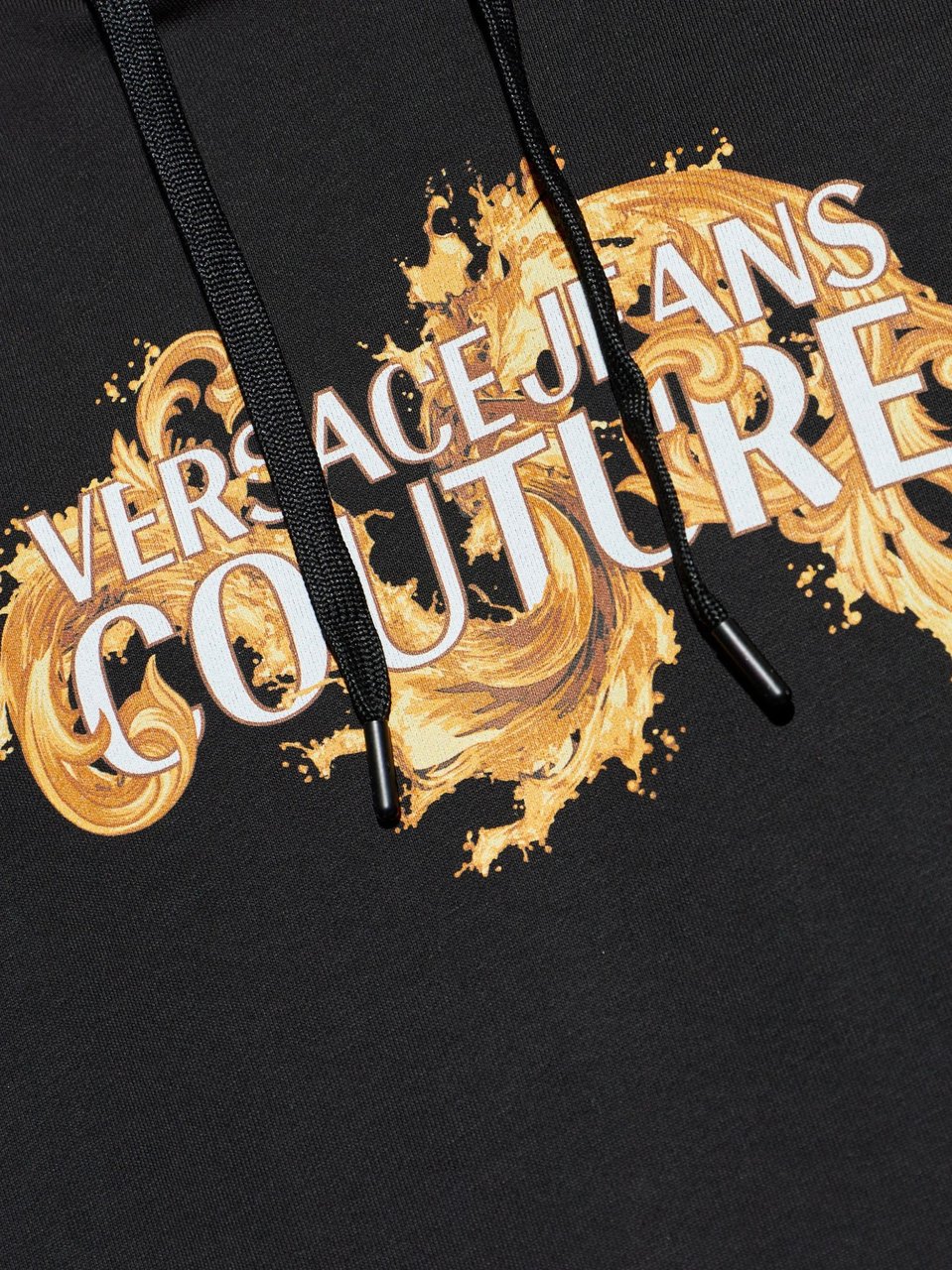 Versace Jeans Couture Black Ornate Logo Hoodie Zwart