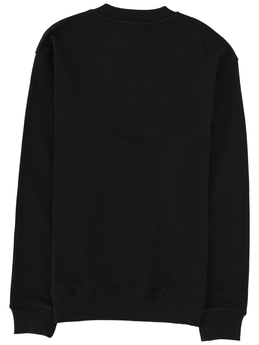Versace Jeans Couture Crewneck White Chest Logo Cotton Sweatshirt Zwart