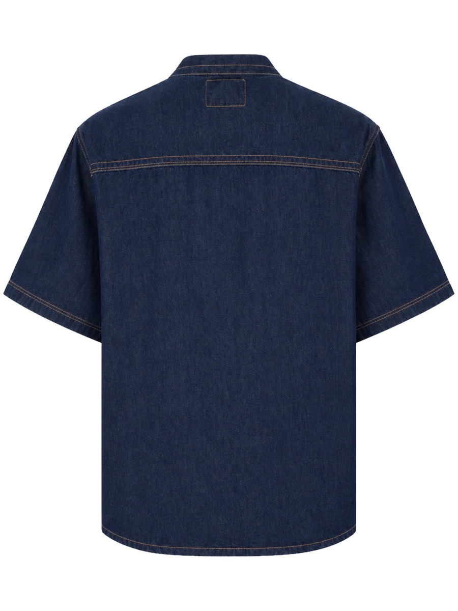 Versace Jeans Couture Baroque Logo Chest Denim Shirt Zwart