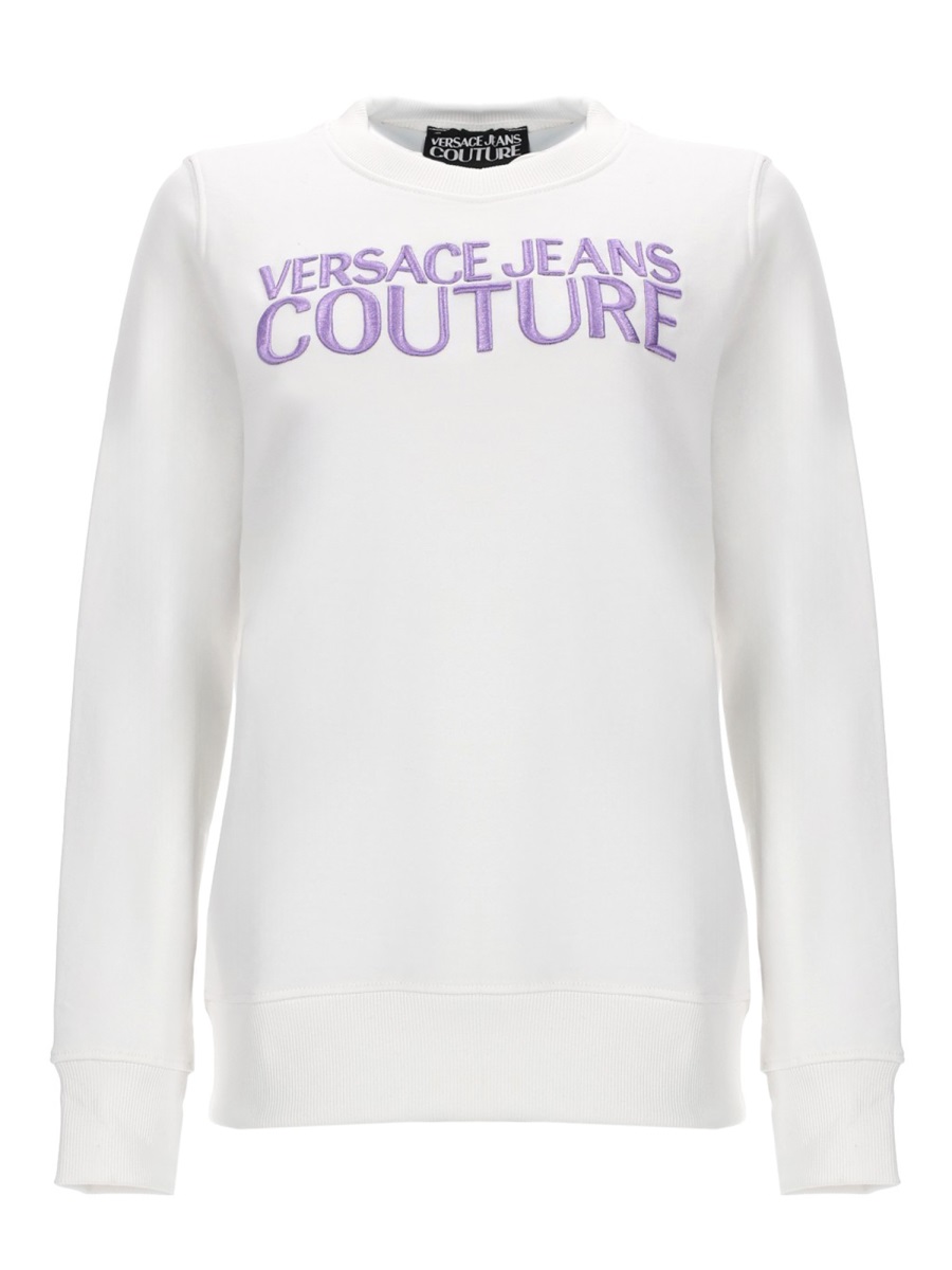 Versace Jeans Couture Lavender Lettering Cotton Sweatshirt Wit