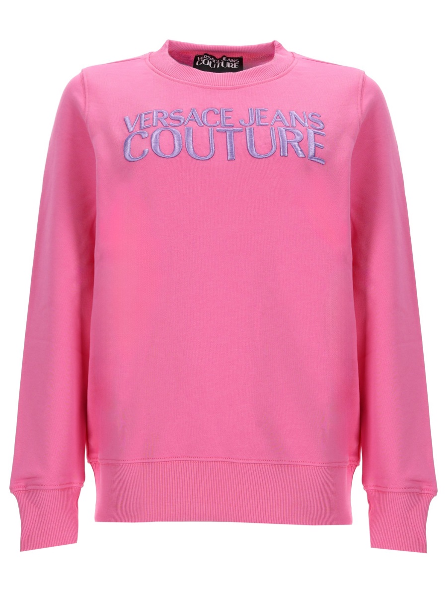 Versace Jeans Couture Crew Neckline Embroidered Logo Sweatshirt Roze