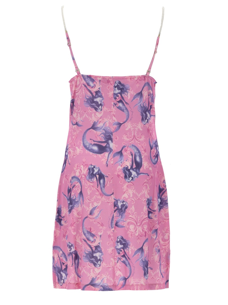 Versace Jeans Couture Pink Mermaid Print Satin Mini Dress Roze