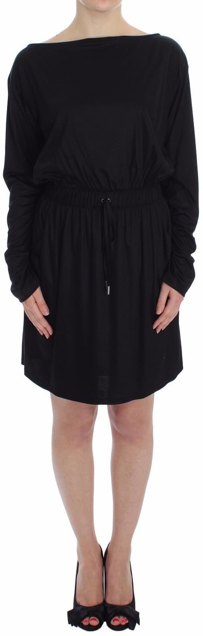Versace Jeans Couture Versace Jeans Black Modal Silk Shift Knee Dress Zwart