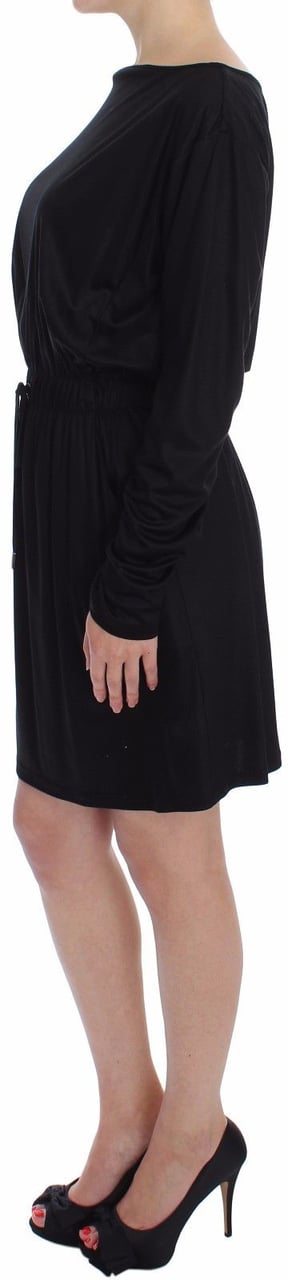 Versace Jeans Couture Versace Jeans Black Modal Silk Shift Knee Dress Zwart