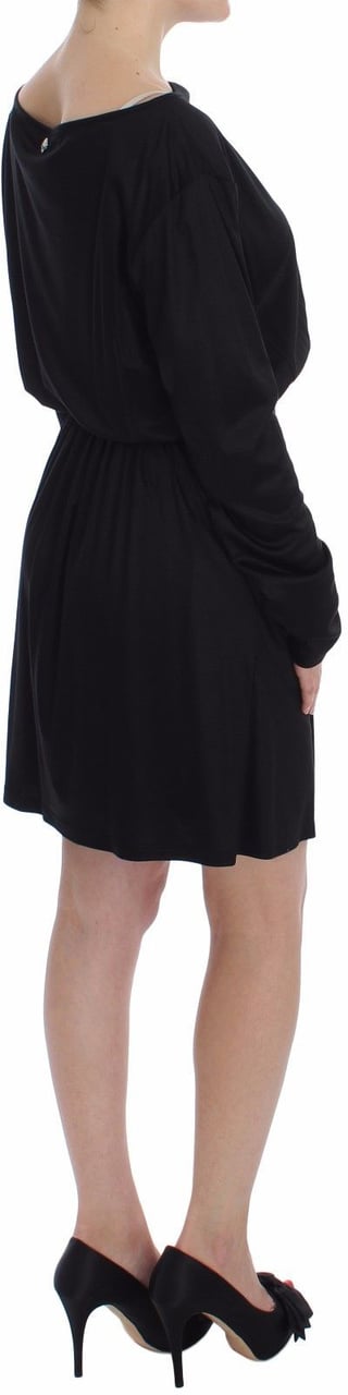 Versace Jeans Couture Versace Jeans Black Modal Silk Shift Knee Dress Zwart