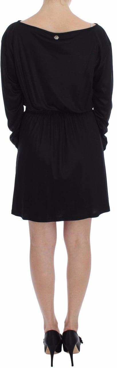 Versace Jeans Couture Versace Jeans Black Modal Silk Shift Knee Dress Zwart