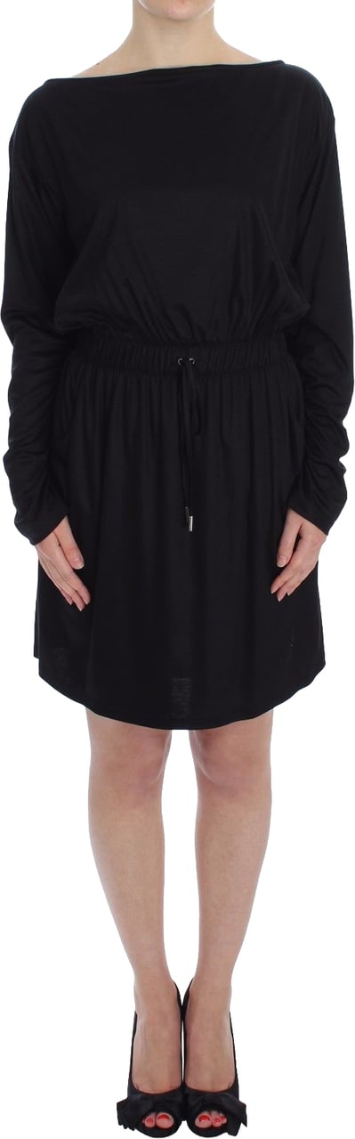 Versace Jeans Couture Versace Jeans Black Modal Silk Shift Knee Dress Zwart