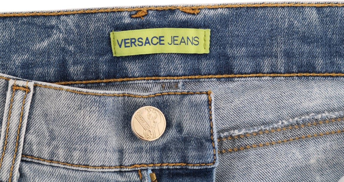 Versace Jeans Couture Versace Jeans Blue Wash Torn Stretch Slim Fit Jeans Blauw