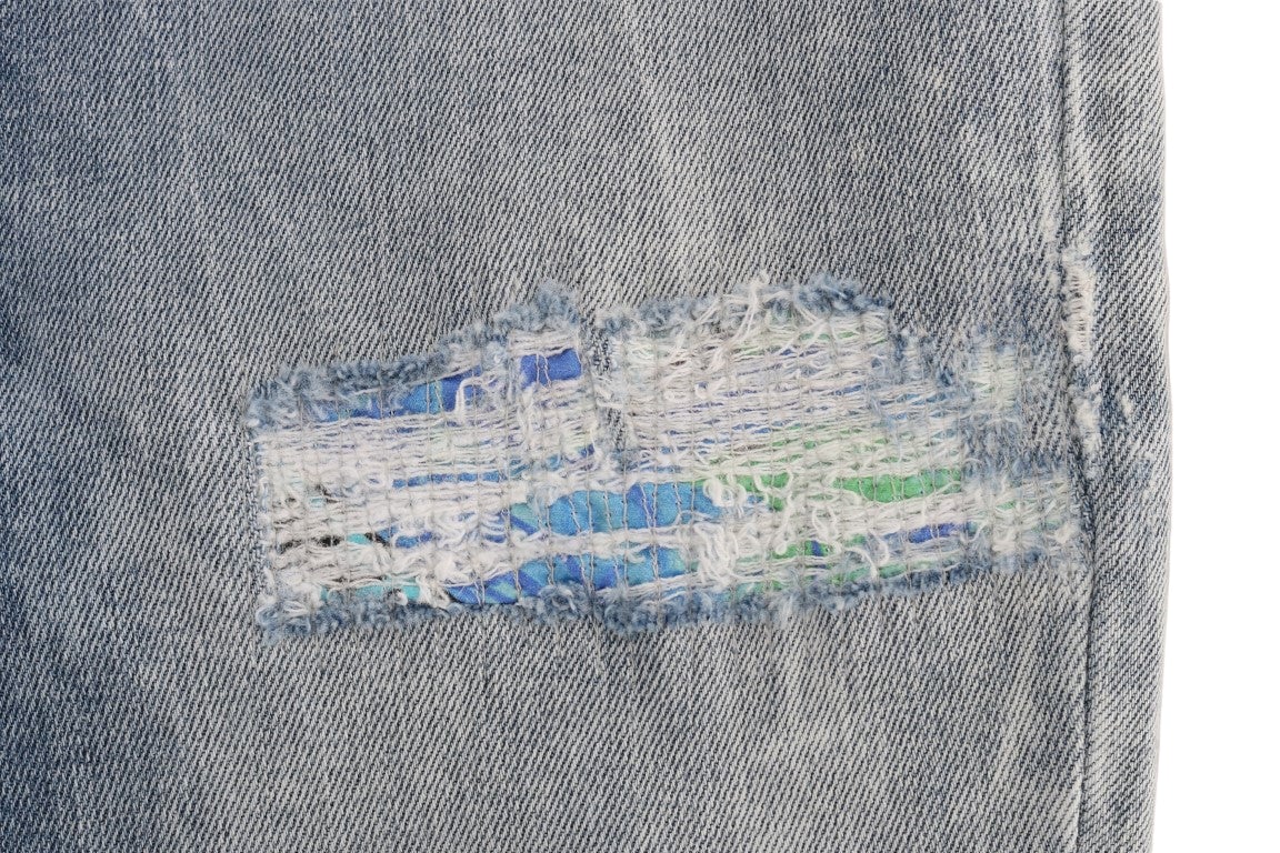 Versace Jeans Couture Versace Jeans Blue Wash Torn Stretch Slim Fit Jeans Blauw