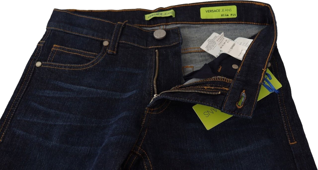 Versace Jeans Couture Versace Jeans Dark Blue Cotton Low Waist Skinny Denim Jeans Blauw