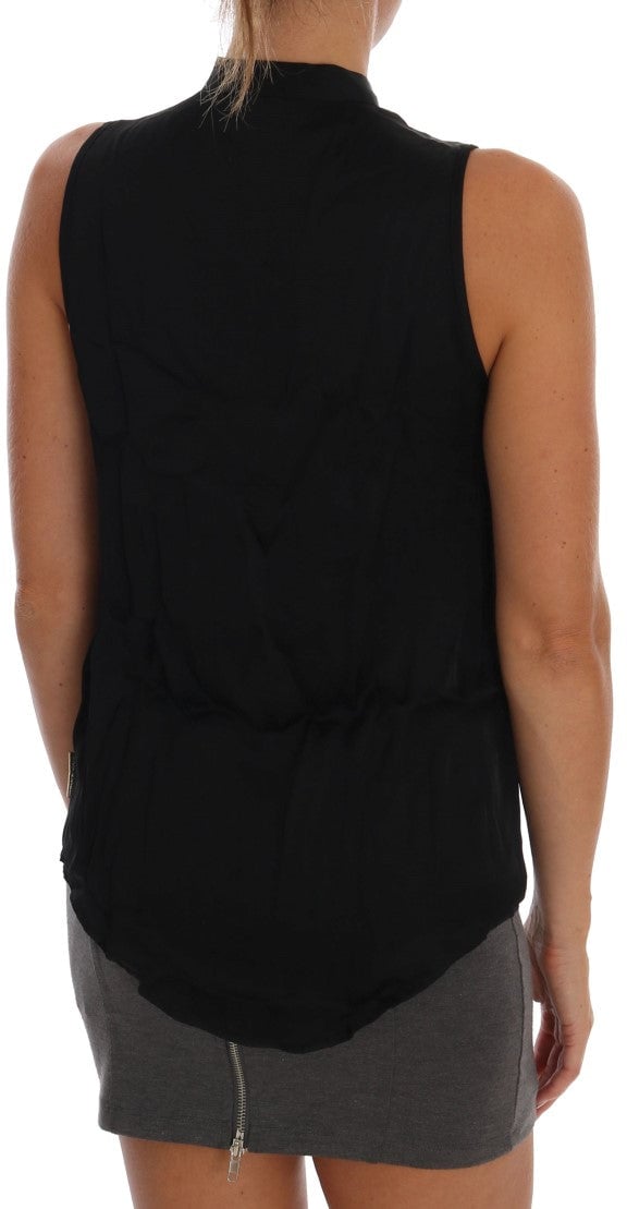 Versace Jeans Couture Versace Jeans Black Sleeveless Viscose Blouse Top Zwart