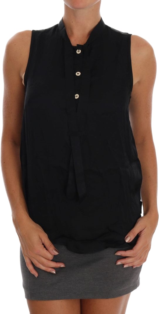 Versace Jeans Couture Versace Jeans Black Sleeveless Viscose Blouse Top Zwart