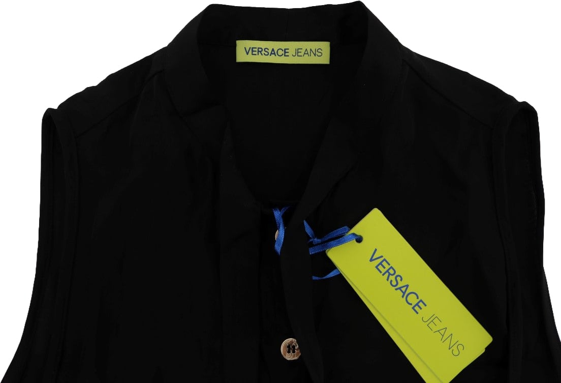 Versace Jeans Couture Versace Jeans Black Sleeveless Viscose Blouse Top Zwart