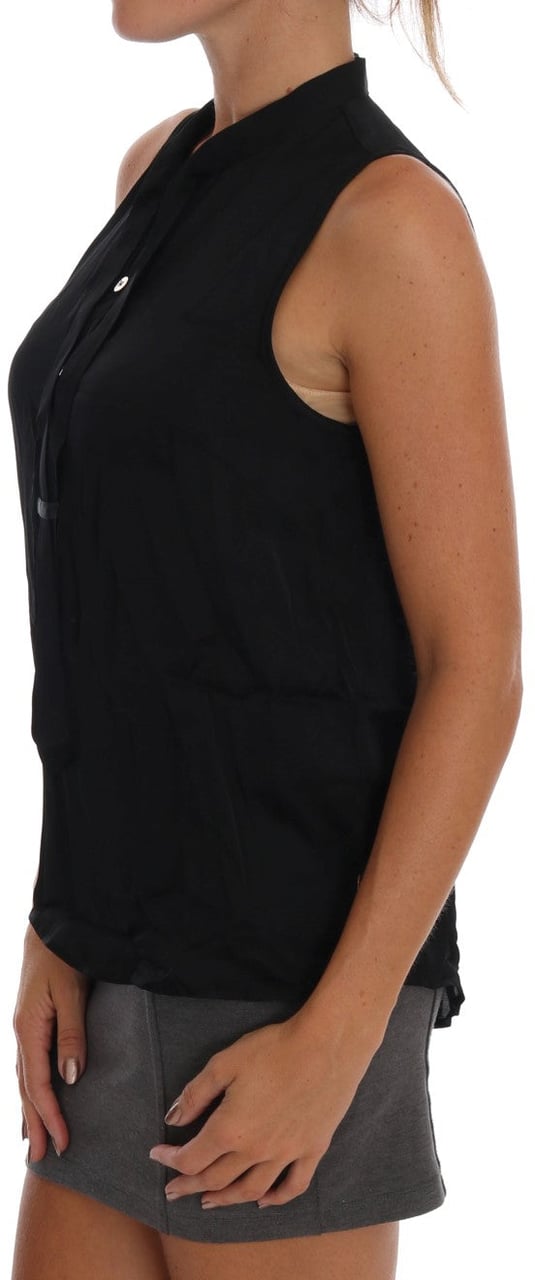 Versace Jeans Couture Versace Jeans Black Sleeveless Viscose Blouse Top Zwart