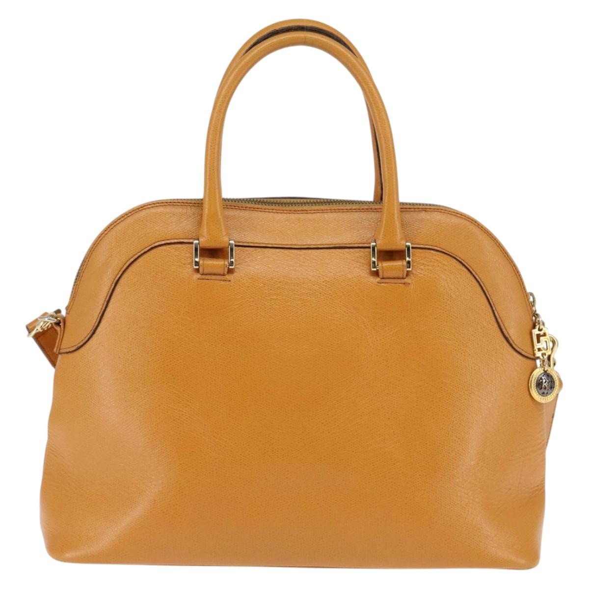 Versace Versace Vintage Sun Zip Satchel Embossed Leather Large Beige