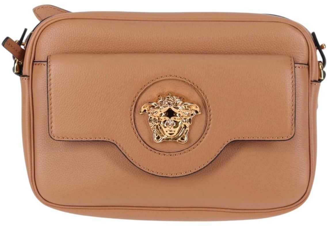 Versace Versace La Medusa Flap Pocket Camera Bag Leather Small Beige