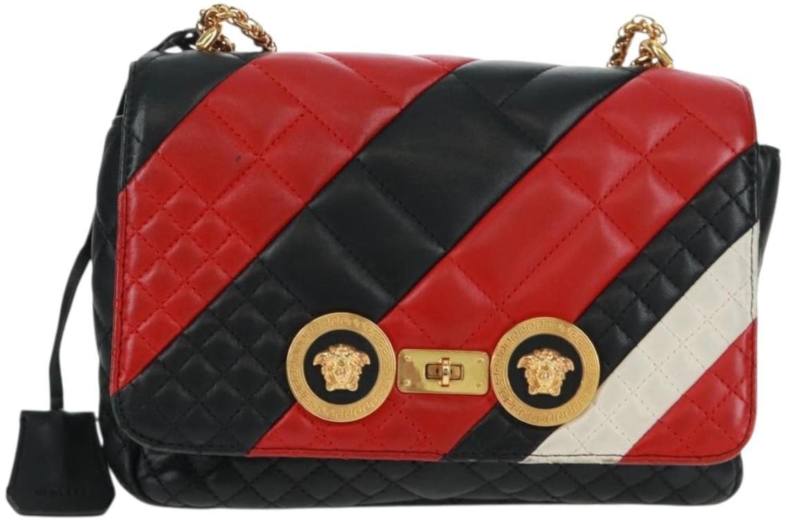 Versace Versace Medusa Padlock Icon Top Handle Bag Quilted Leather Medium Zwart