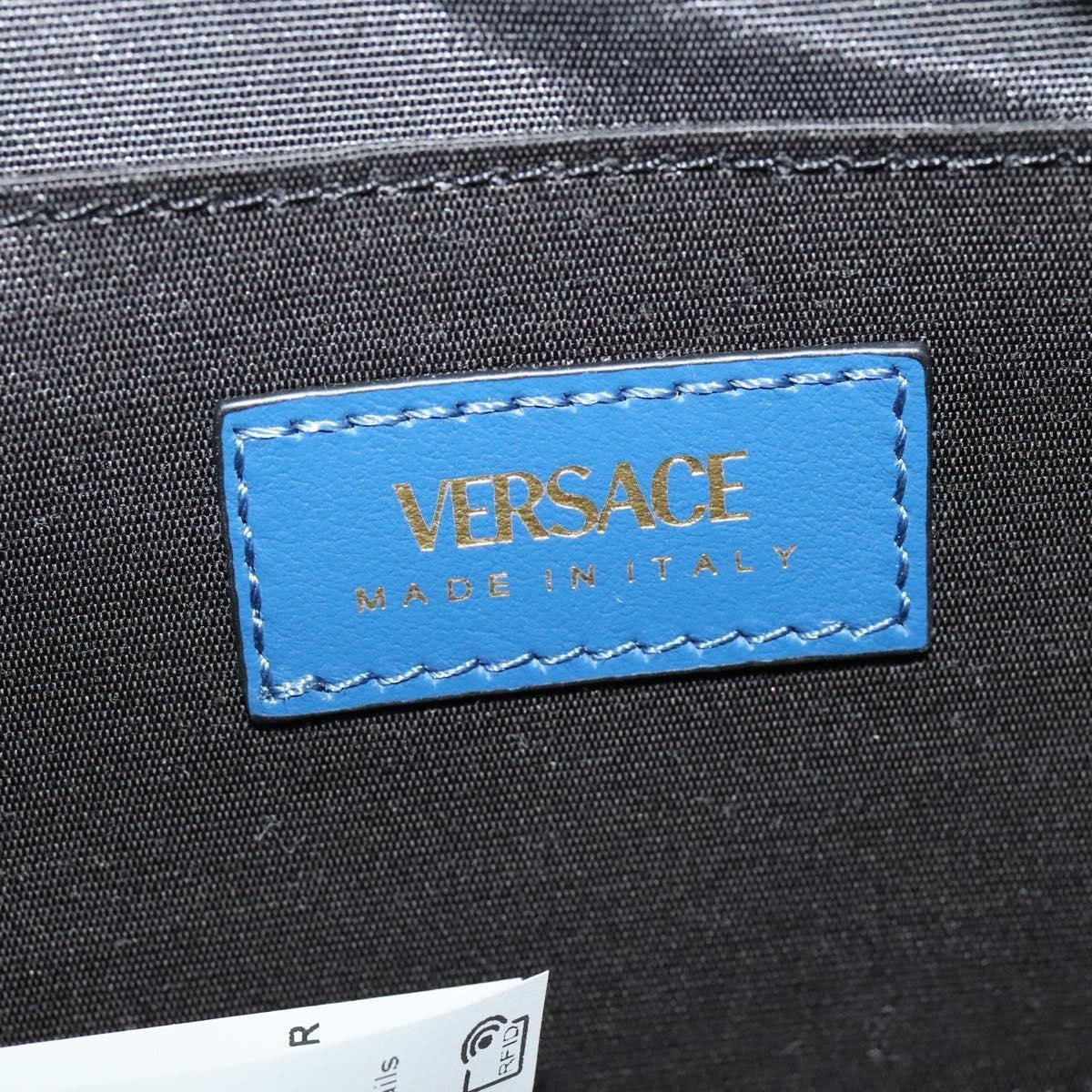 Versace Versace Medusa Icon Front Slip Pocket Camera Bag Quilted Denim Mini Blauw
