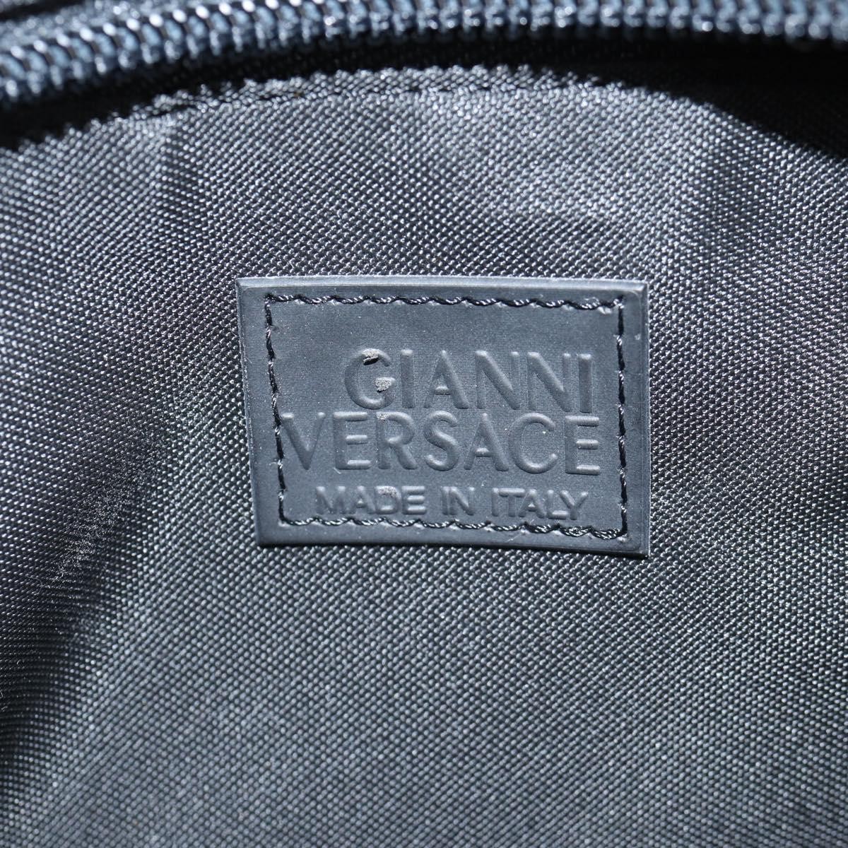 Versace Versace Front Pocket Shoulder Bag Leather and Canvas Zwart