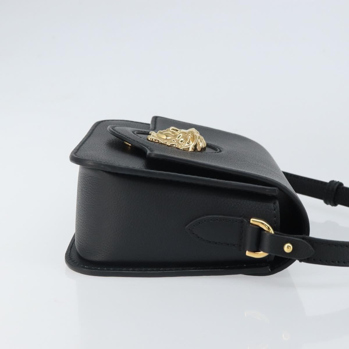 Versace Versace La Medusa Flap Shoulder Bag Leather Small Zwart