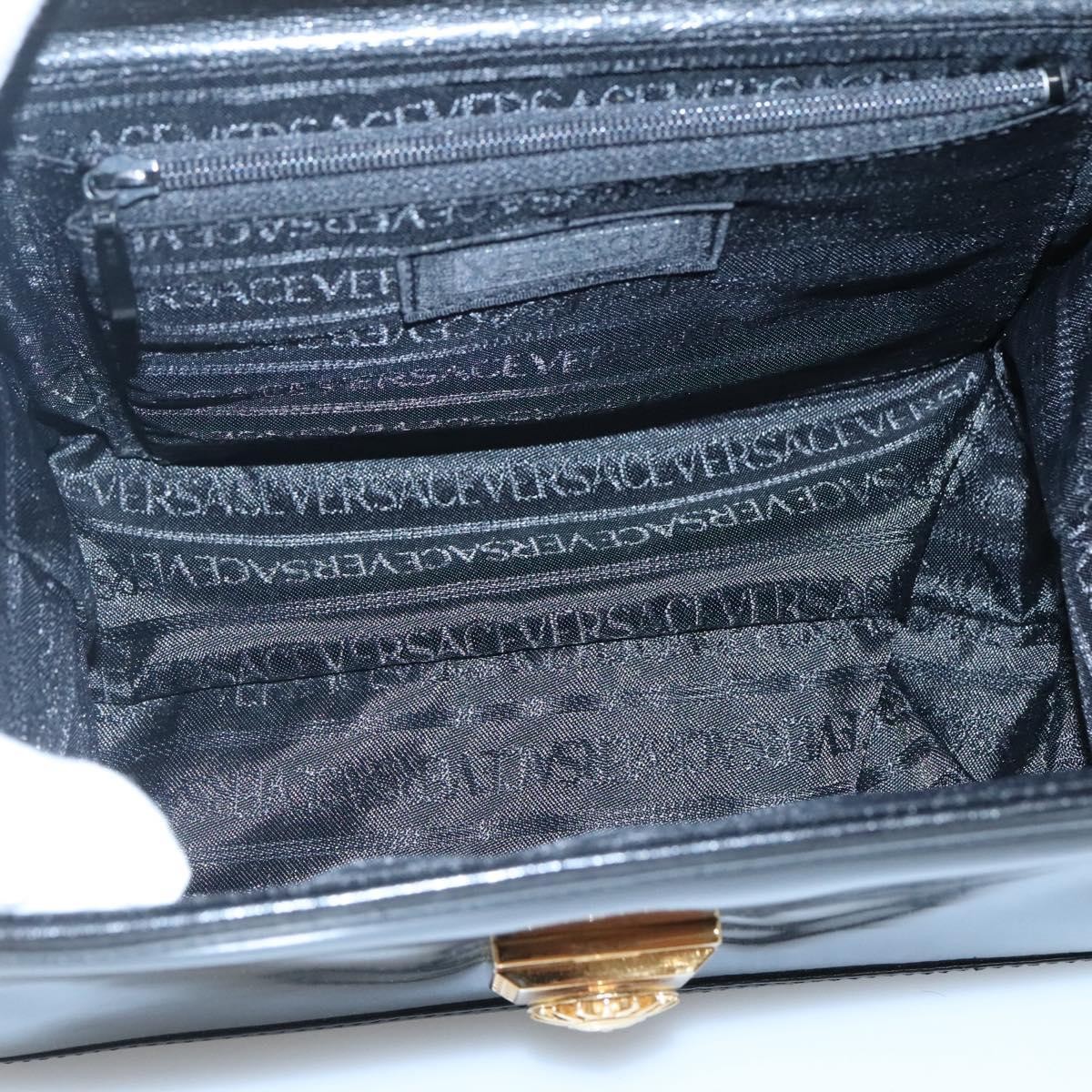 Versace Versace Vintage Box Handle Bag Patent Small Zwart