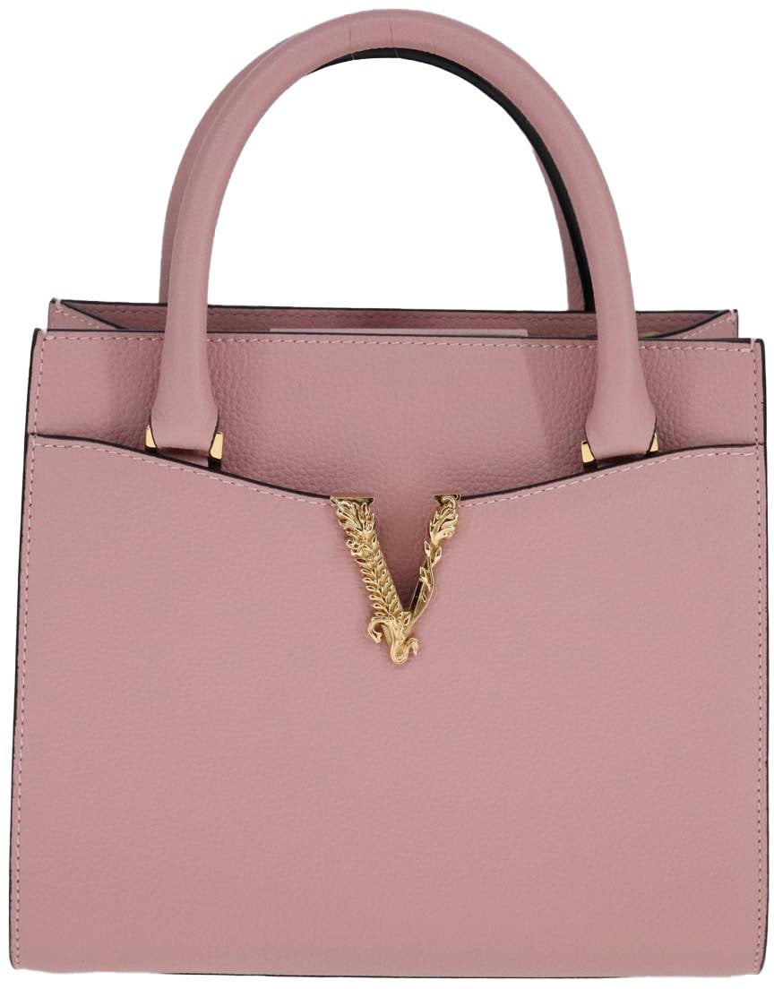 Versace Versace Virtus Front Pocket Tote Leather Medium Roze