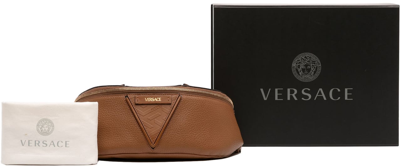 Versace Leather V Greca Signature Belt Bag Bruin