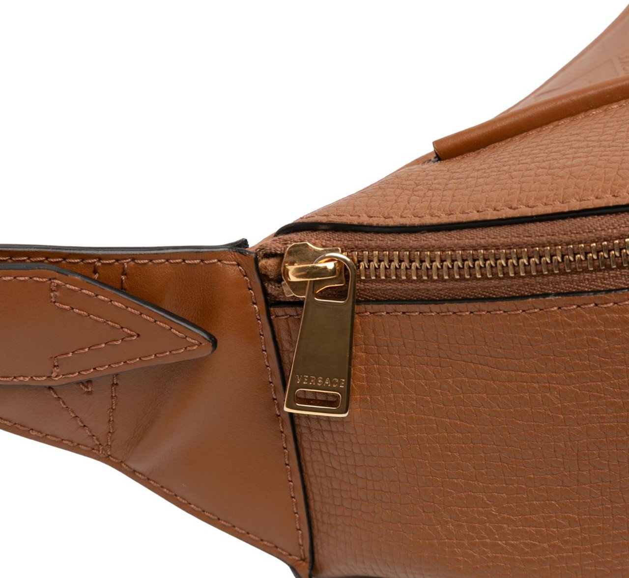 Versace Leather V Greca Signature Belt Bag Bruin