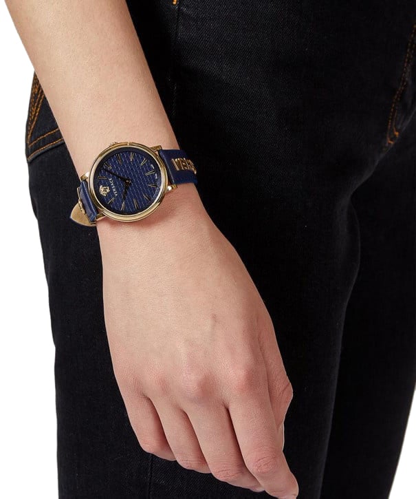 Versace VE8101219 V-Circle dames horloge 38 mm Blauw