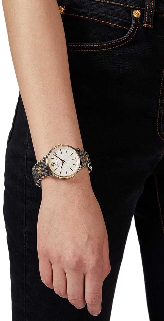 Versace VE8101419 V-Circle dames horloge 38 mm Wit