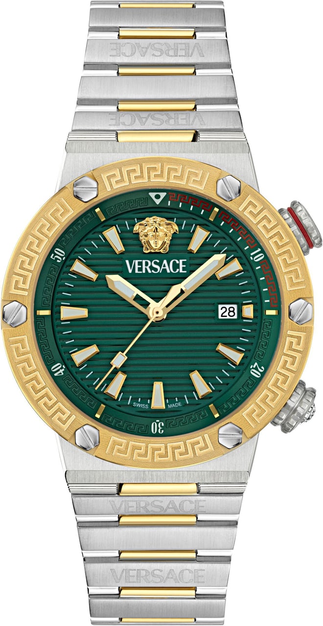 Versace VE8G00524 Greca Logo horloge 43 mm Groen