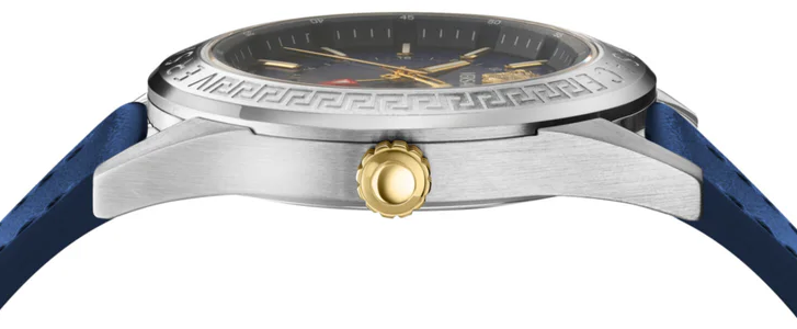 Versace VEAFA0124 V-Code GMT horloge 42 mm Blauw