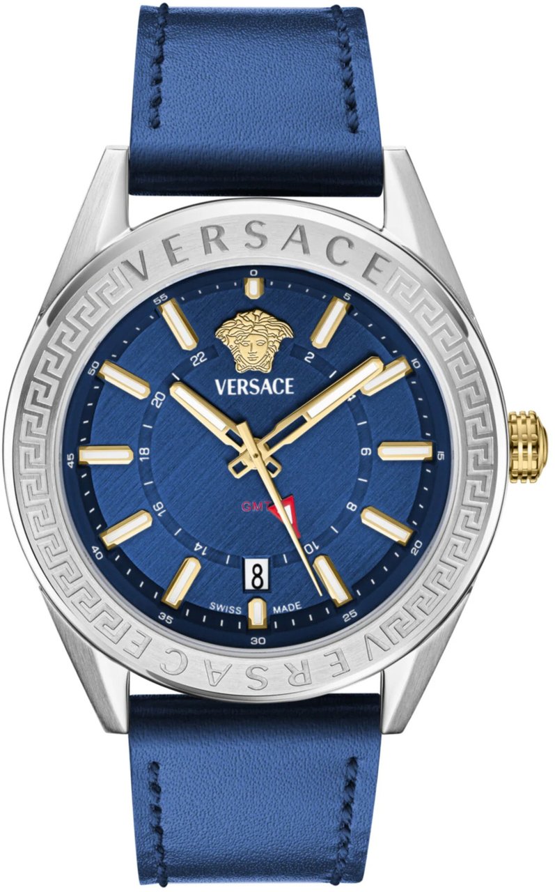 Versace VEAFA0124 V-Code GMT horloge 42 mm Blauw