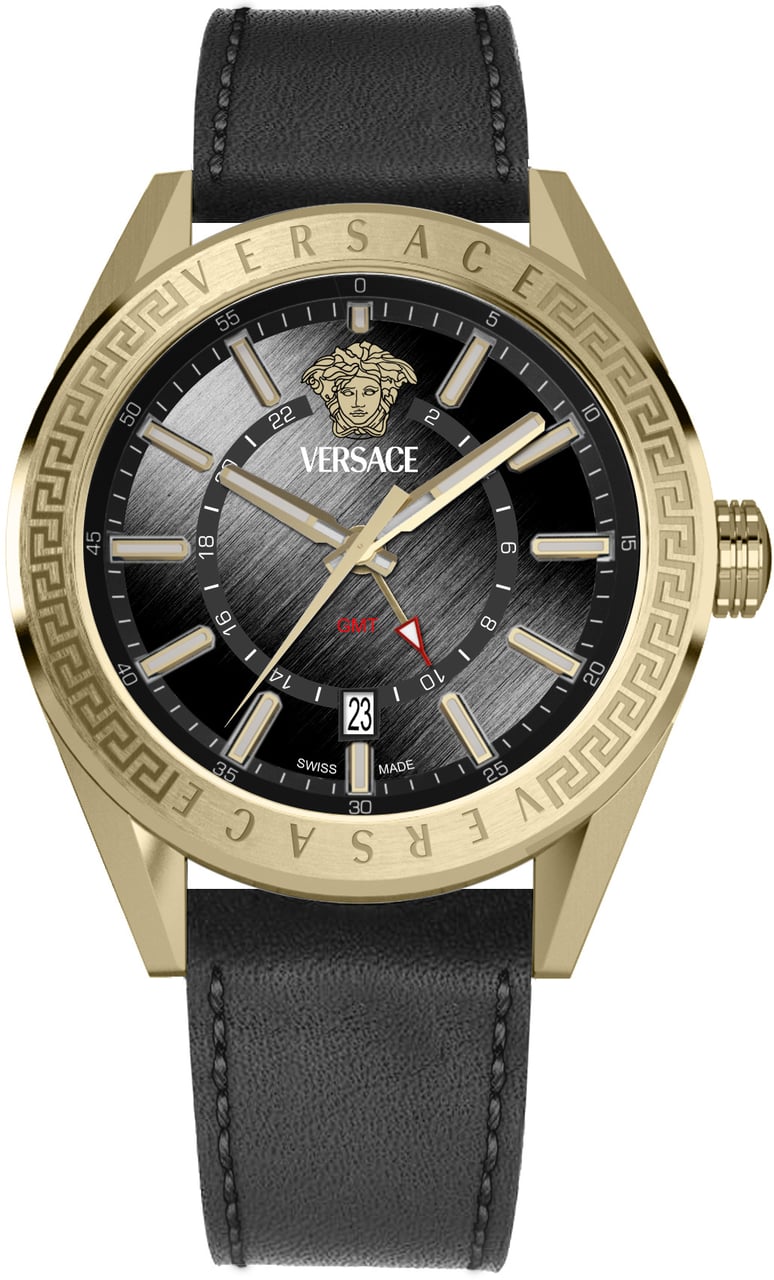 Versace VEAFA0224 V-Code GMT horloge 42 mm Zwart
