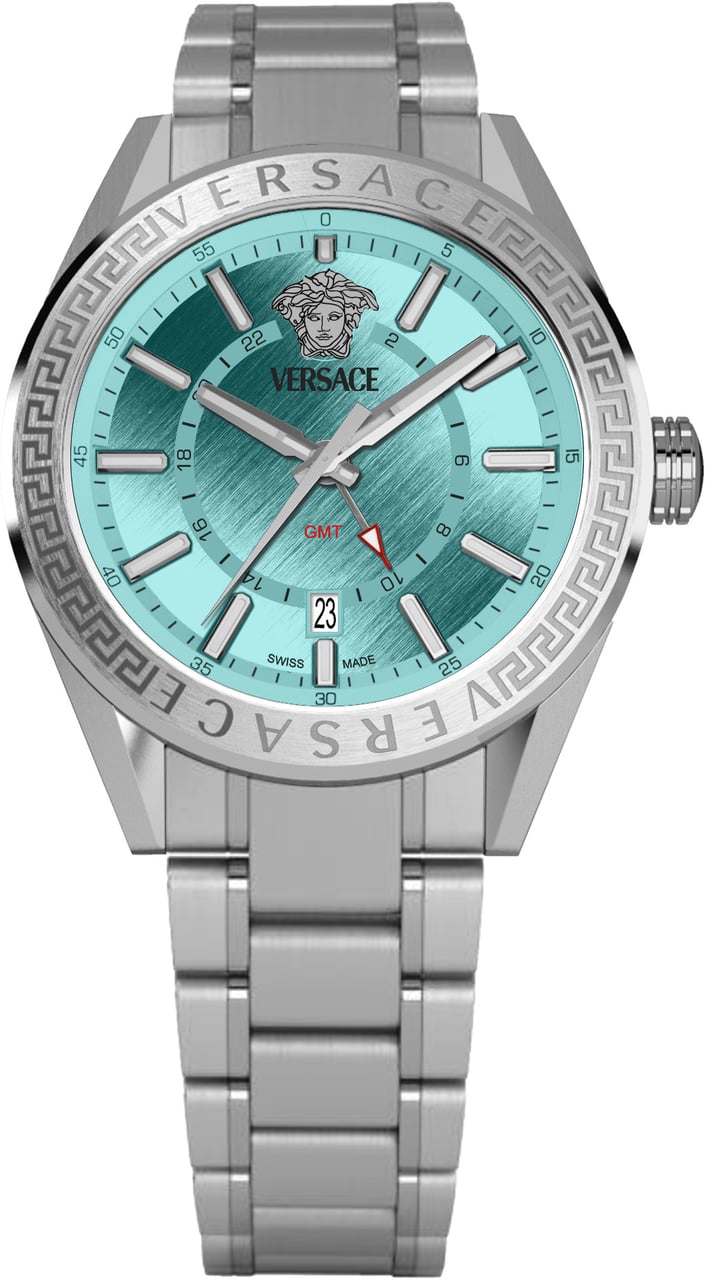 Versace VEAFA0324 V-Code GMT horloge 42 mm Blauw