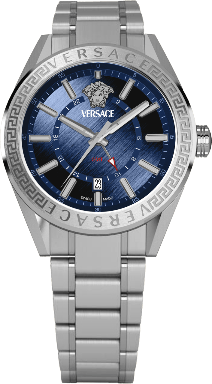 Versace VEAFA0424 V-Code GMT horloge 42 mm Blauw