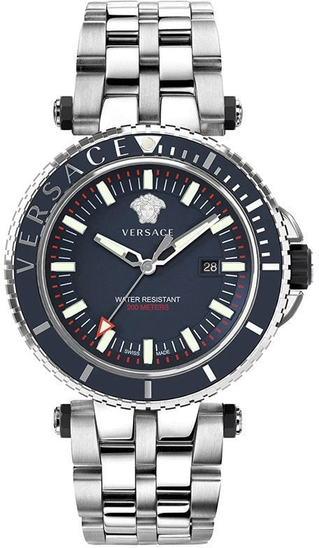 Versace Versace V-Race Herenhorloge 20ATM Saffier 46mm VEAK00418 Zilver