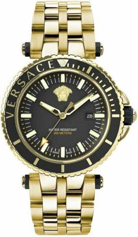 Versace Versace V-Race Herenhorloge 20ATM Saffier 46mm VEAK 00618 Goud