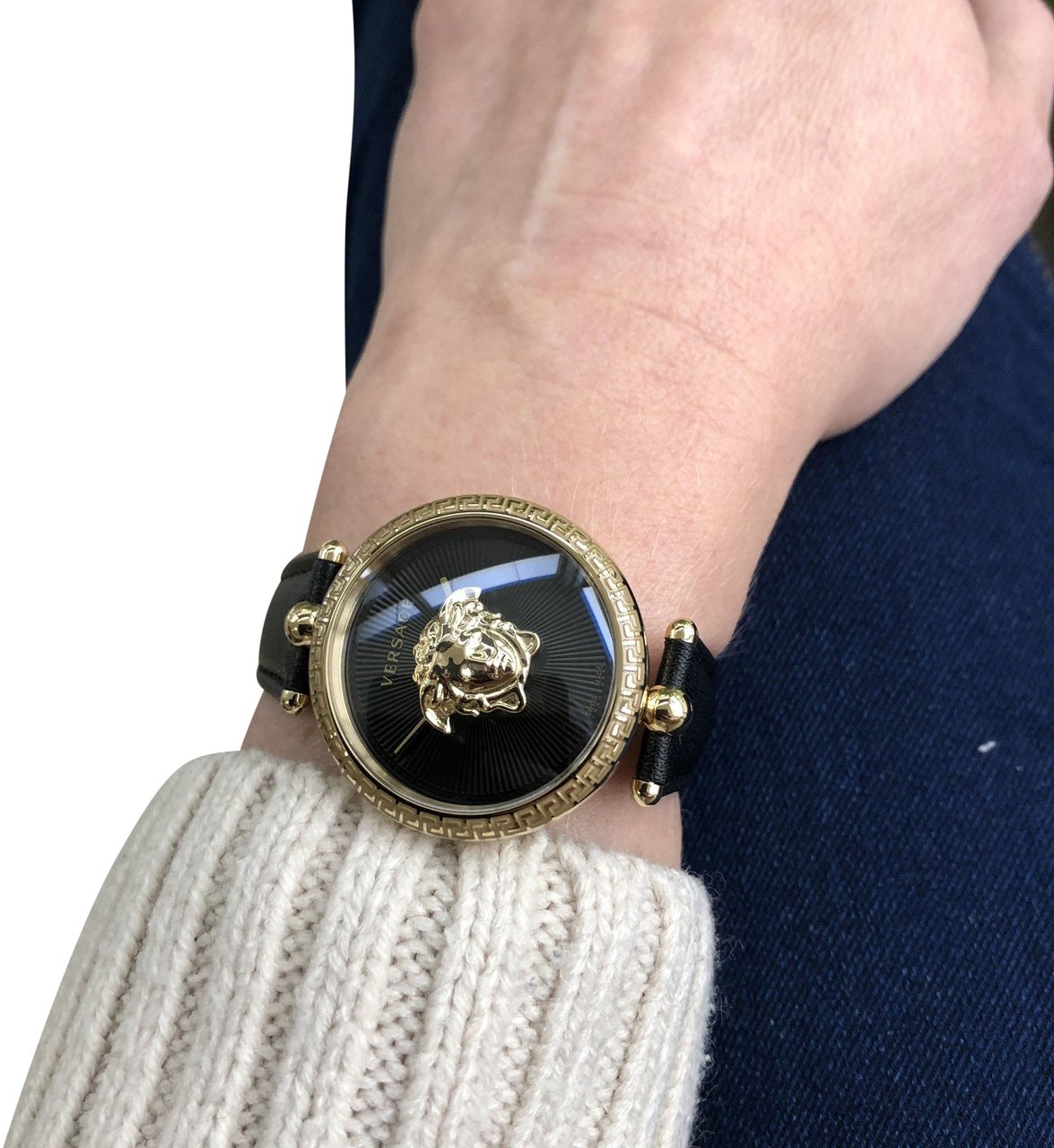 Versace VECQ00118 Palazzo dames horloge 34 mm Zwart