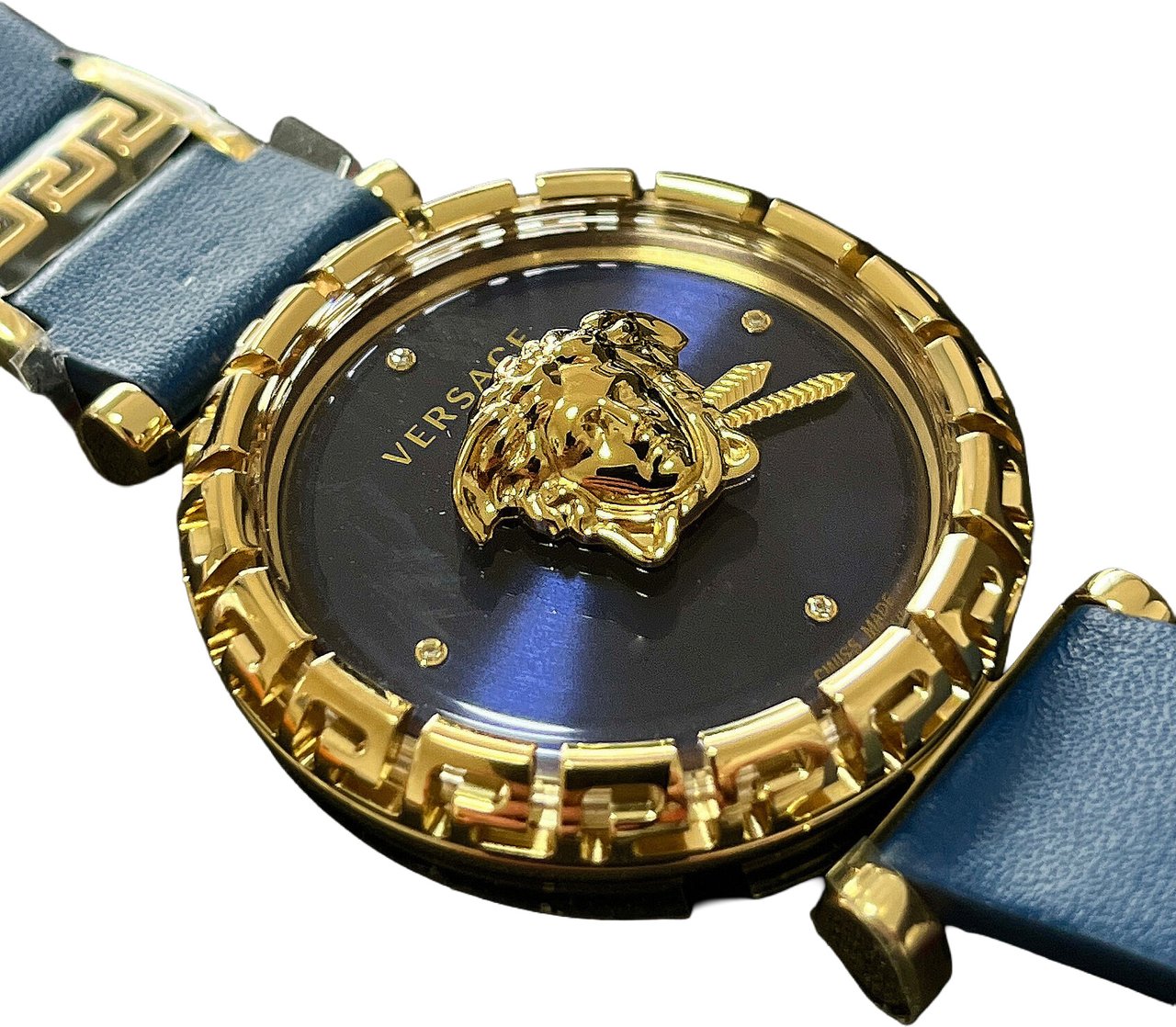 Versace VEDV01019 Palazzo Empire Greca Diamond dameshorloge 37 mm Blauw