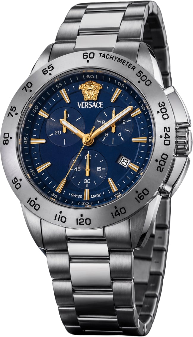Versace VEKIA0425 V-Sport Chrono heren horloge 44 mm Blauw