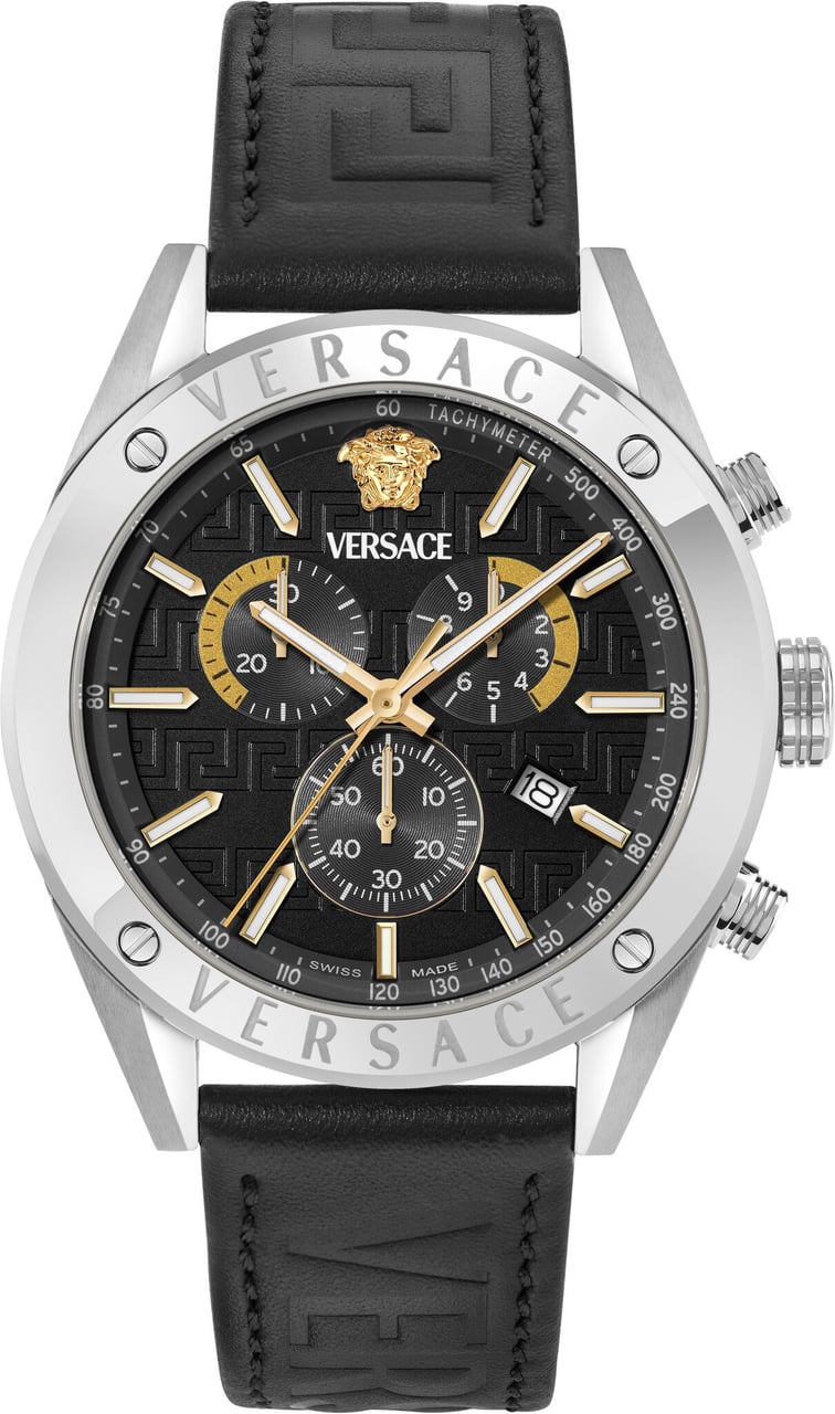 Versace VEKJA0225 Athletics Chrono heren horloge 44 mm Zwart