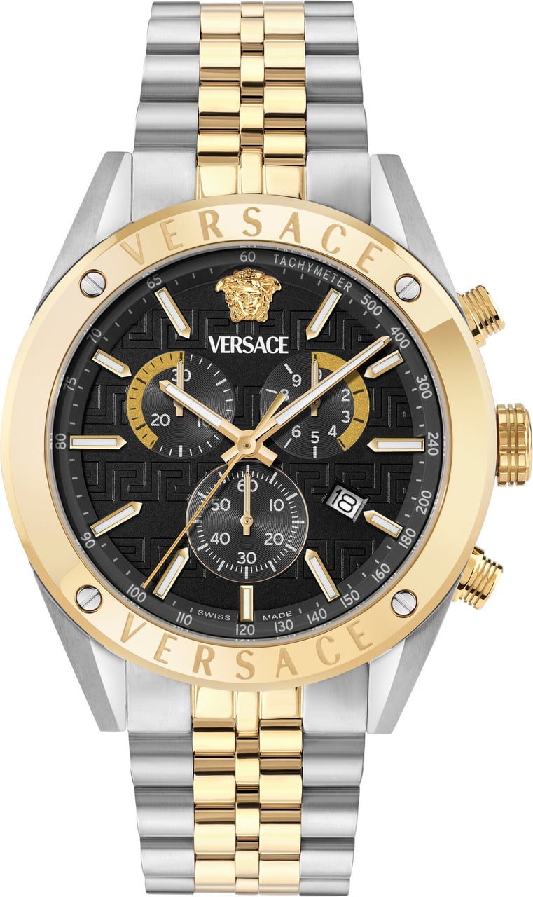 Versace VEKJA0525 Athletics Chrono heren horloge 44 mm Zwart