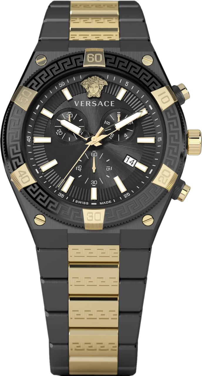 Versace VESO00722 Sporty Greca chronograaf horloge 46 mm Zwart
