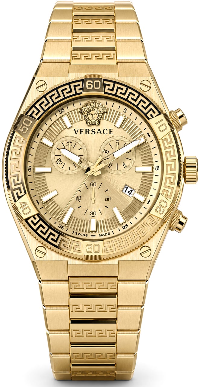 Versace VESO01424 Sporty Greca chronograaf horloge 46 mm Goud