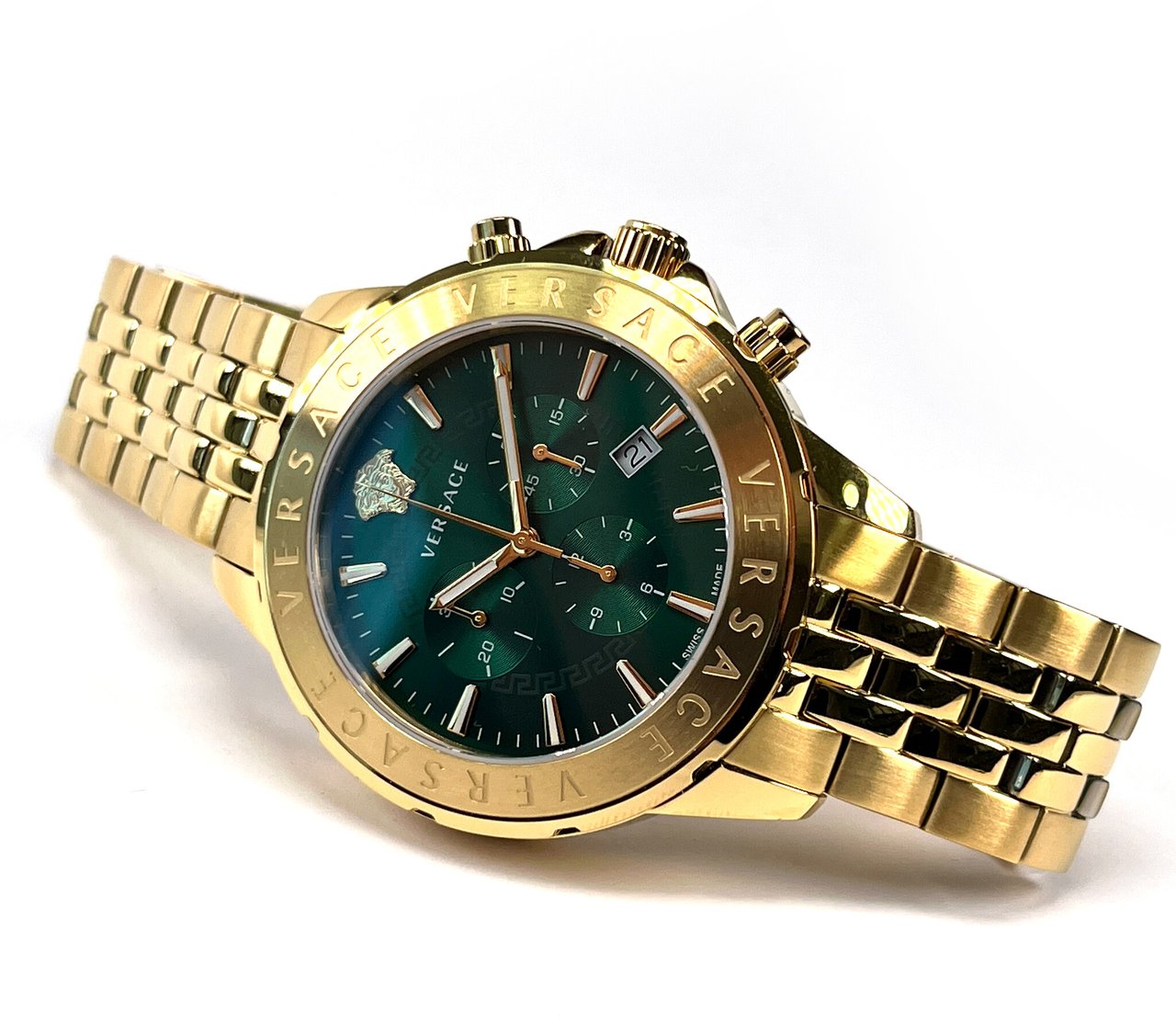 Versace VEV600619 Chrono Signature heren horloge goud 44 mm Groen