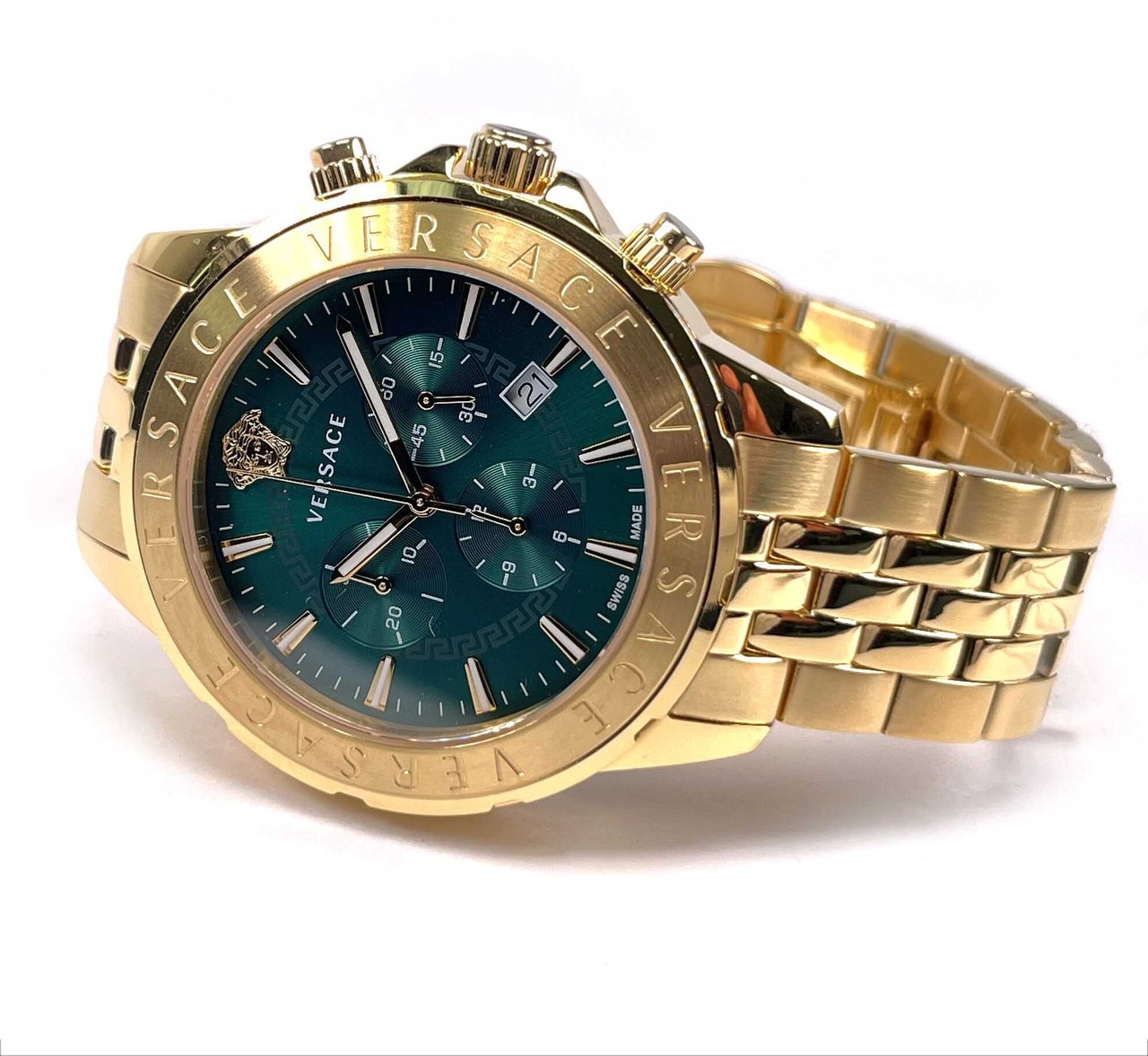 Versace VEV600619 Chrono Signature heren horloge goud 44 mm Groen