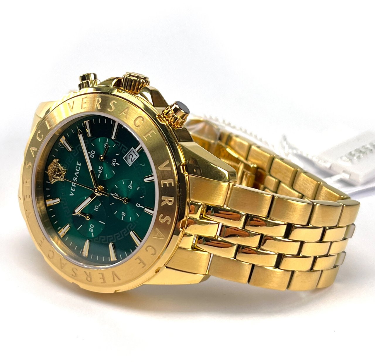 Versace VEV600619 Chrono Signature heren horloge goud 44 mm Groen