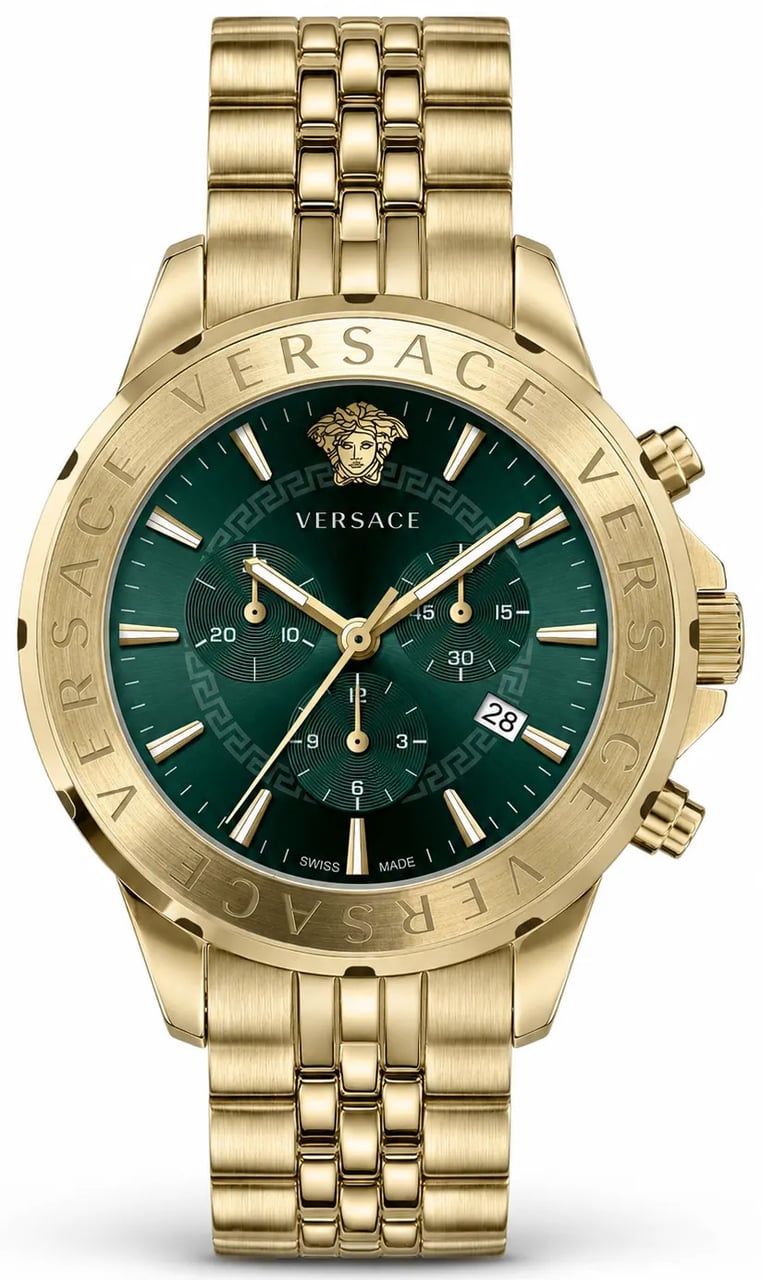 Versace VEV600619 Chrono Signature heren horloge goud 44 mm Groen