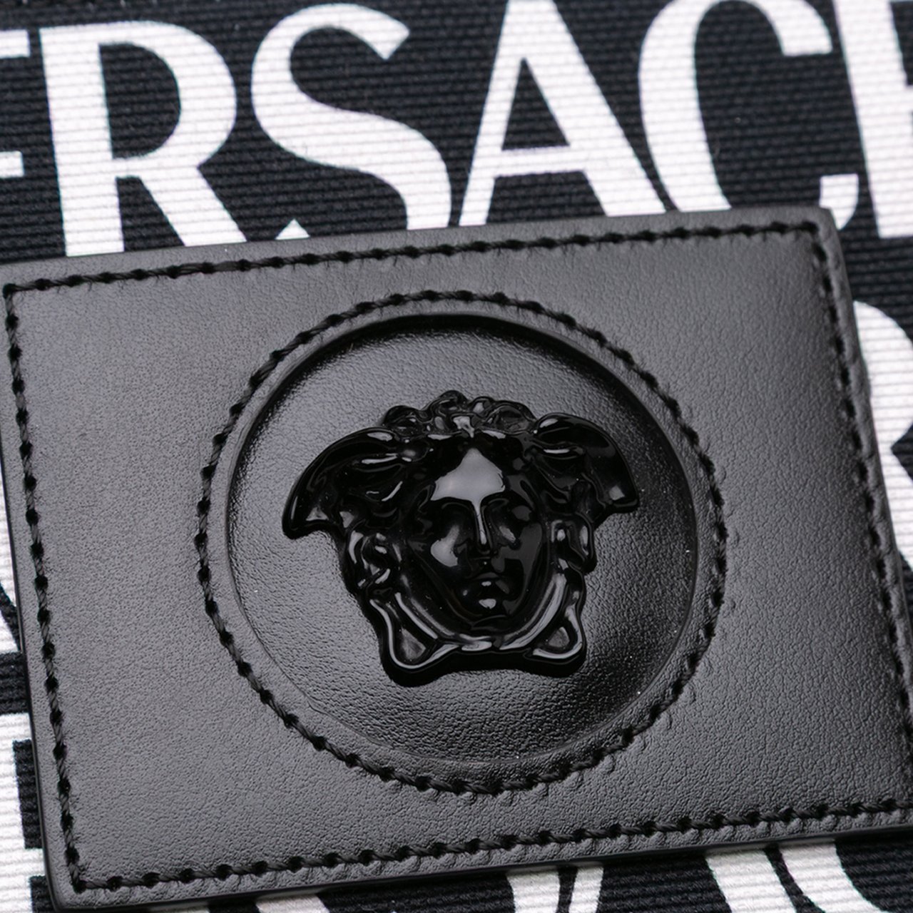 Versace Canvas Logo Print Tote Zwart